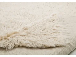 Alfombra de lana natural tejida a mano 140x190 cm Beige Fluffy