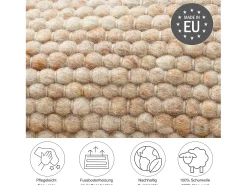 Alfombra de lana reversible tejida a mano 140x200 cm Beige oscuro Alpen