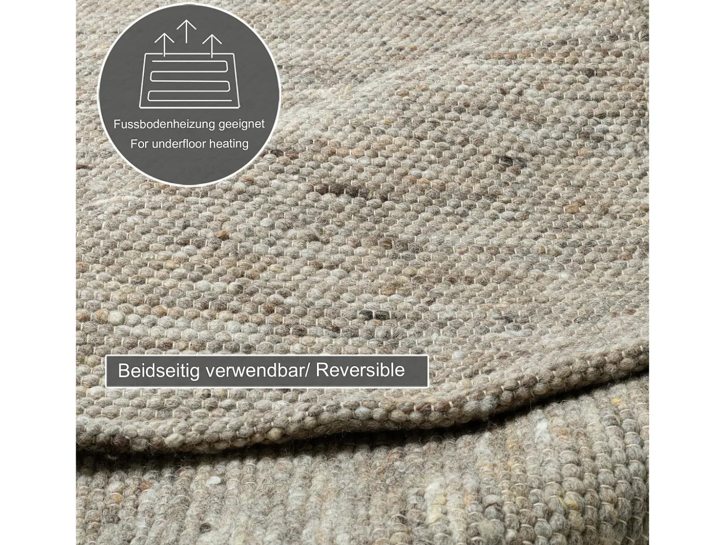 Alfombra de lana reversible tejida a mano 70x140 cm Marrón Multi Alpen