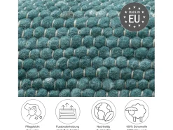 Alfombra de lana reversible tejida a mano 70x140 cm Petróleo Alpen