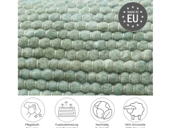 Alfombra de lana reversible tejida a mano 140x200 cm Verde Alpen