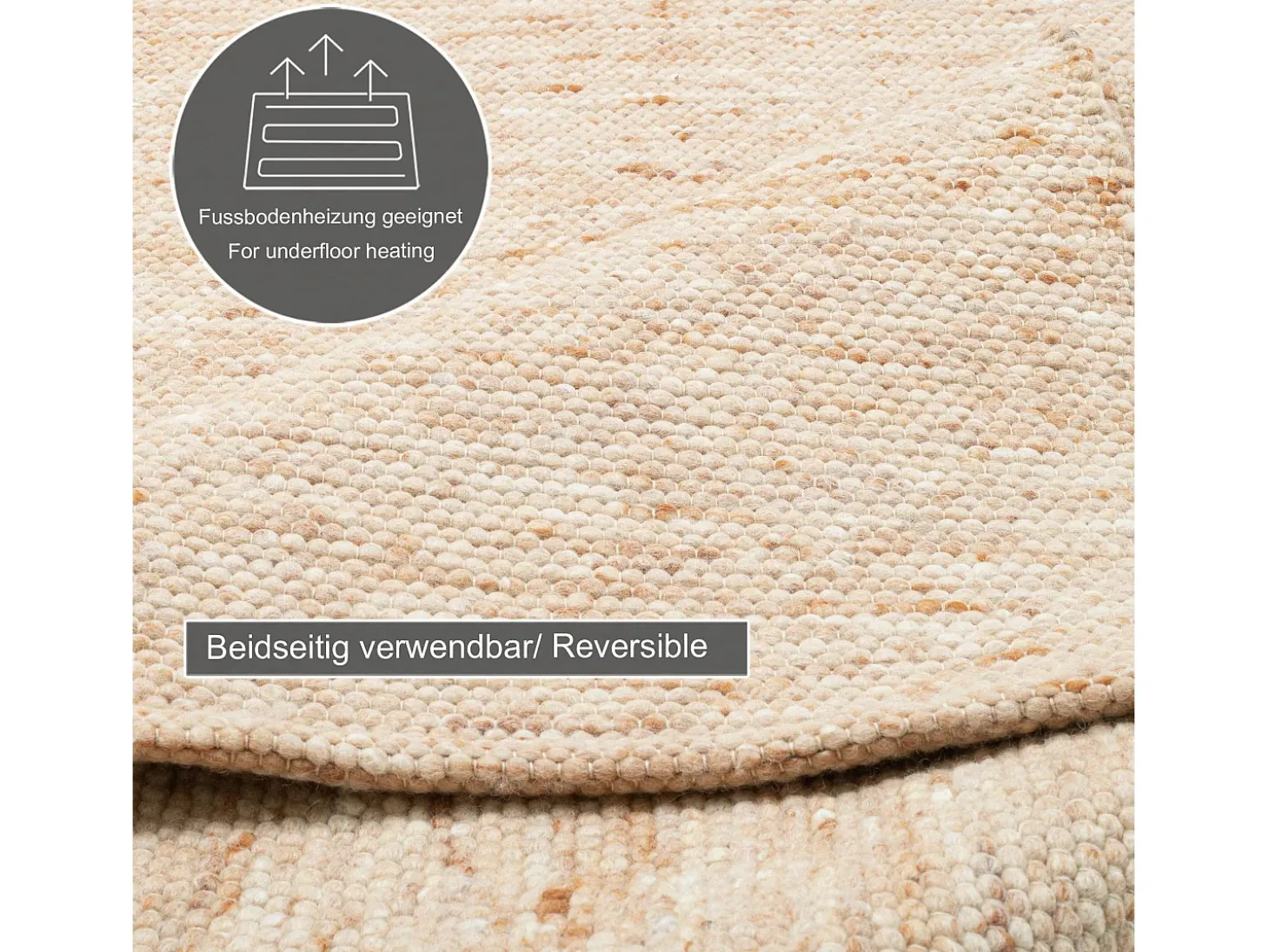 Alfombra de lana reversible tejida a mano 120x180 cm Beige oscuro Alpen