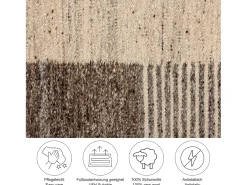 Alfombra de lana tejida a mano y enrollable 140x200 cm Beige multi Ehrwald