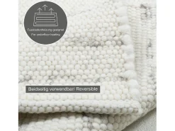Alfombra de lana tejida a mano reversible 250x350 cm Gris natural Alm-Glück