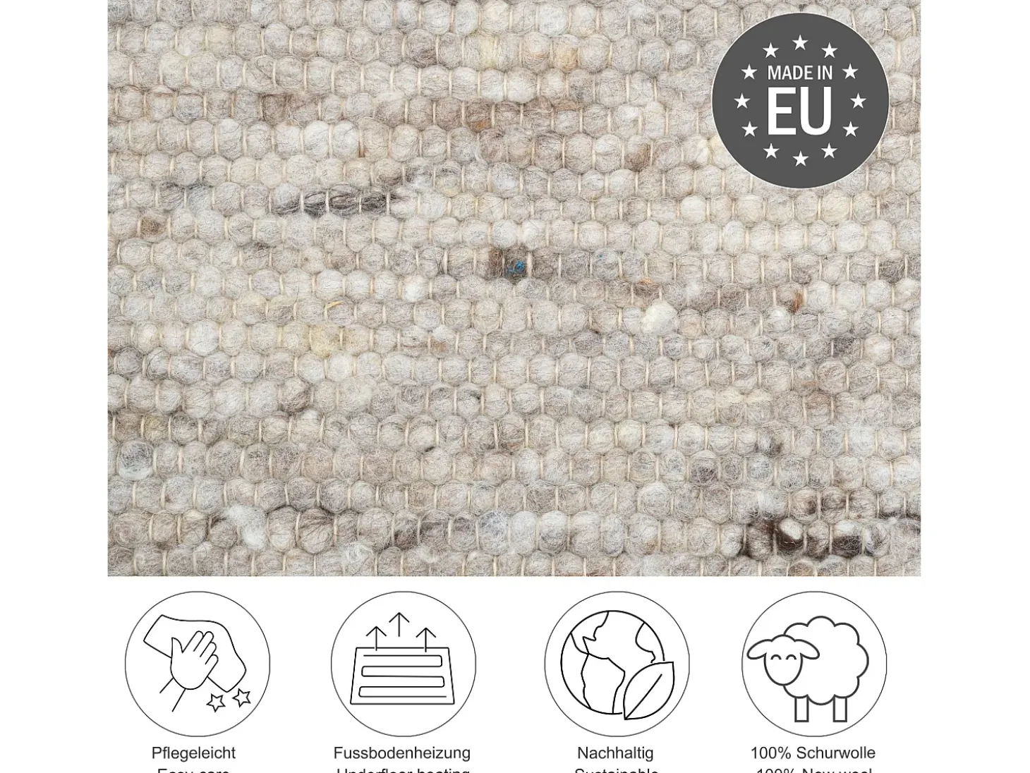 Alfombra de lana tejida a mano reversible 140x200 cm Arena Multi Alm-Glück