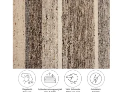 Alfombra de lana tejida a mano y enrollable 200x300 cm Beige multi Ehrwald