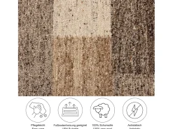 Alfombra de lana tejida a mano y enrollable 60x90 cm Beige multi Ehrwald