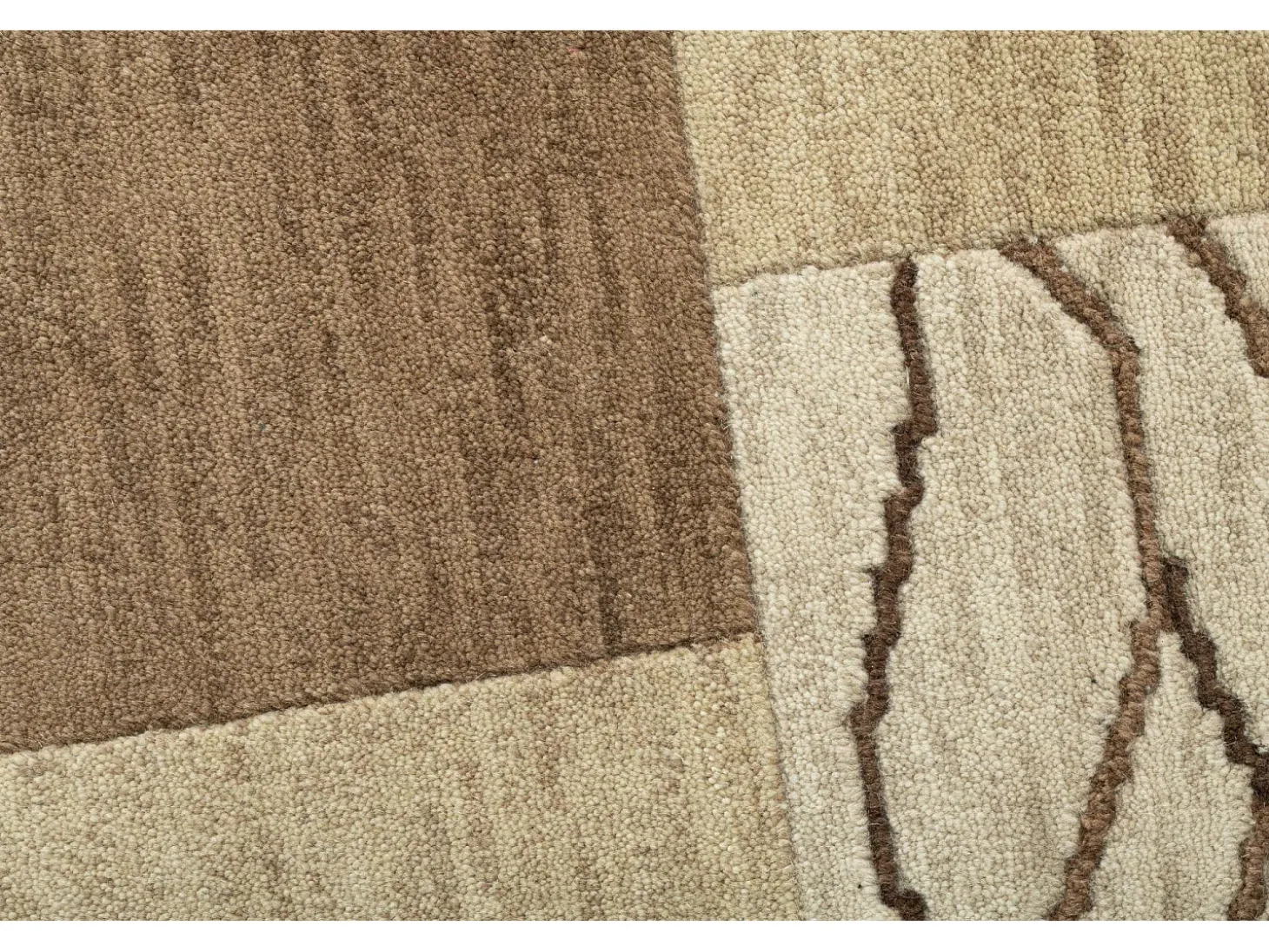 Alfombra de lana tejida a mano en estilo patchwork 250x350 cm Marrón Domas
