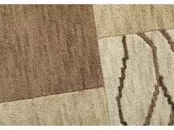 Alfombra de lana tejida a mano en estilo patchwork 140x200 cm Marrón Domas