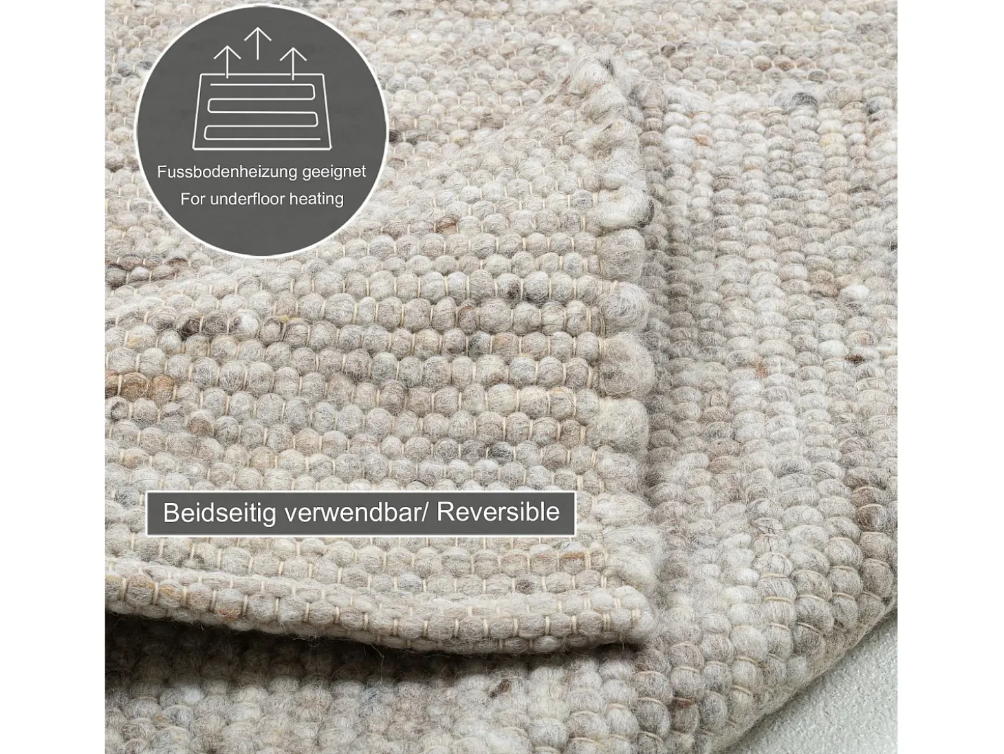 Alfombra de lana tejida a mano reversible 120x180 cm Arena Multi Alm-Glück