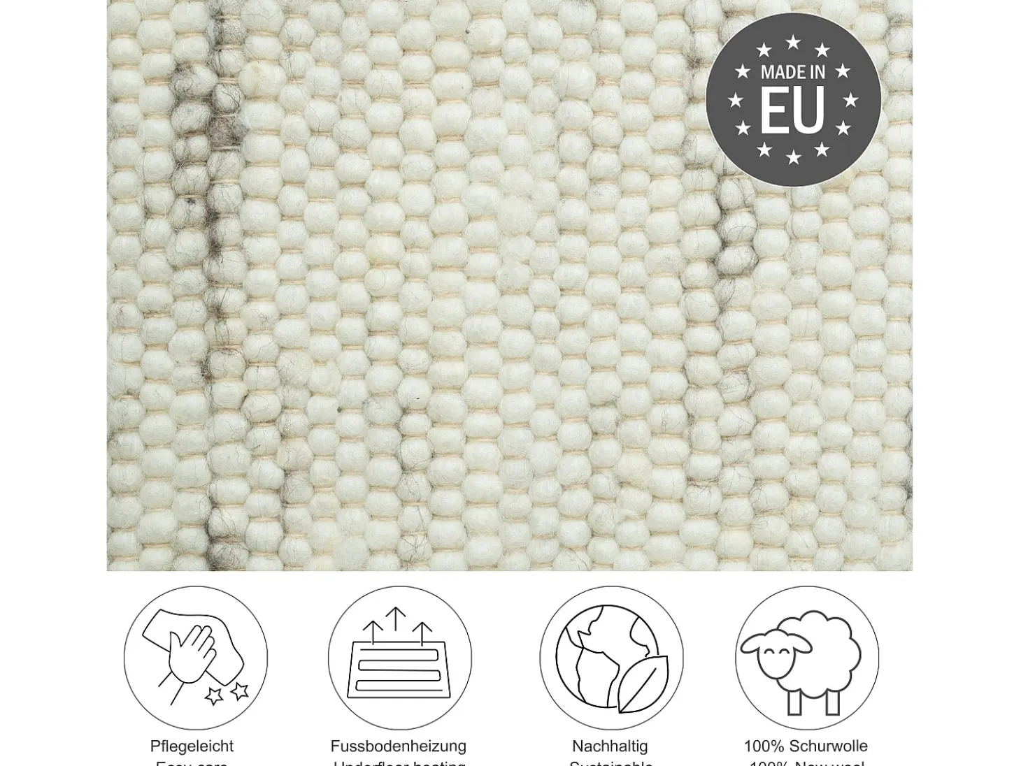 Alfombra de lana tejida a mano reversible 290x390 cm Gris natural Alm-Glück