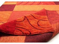 Alfombra de lana tejida a mano en estilo patchwork 120x180 cm Rojo Domas