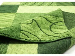 Alfombra de lana tejida a mano en estilo patchwork 250x350 cm Verde Domas