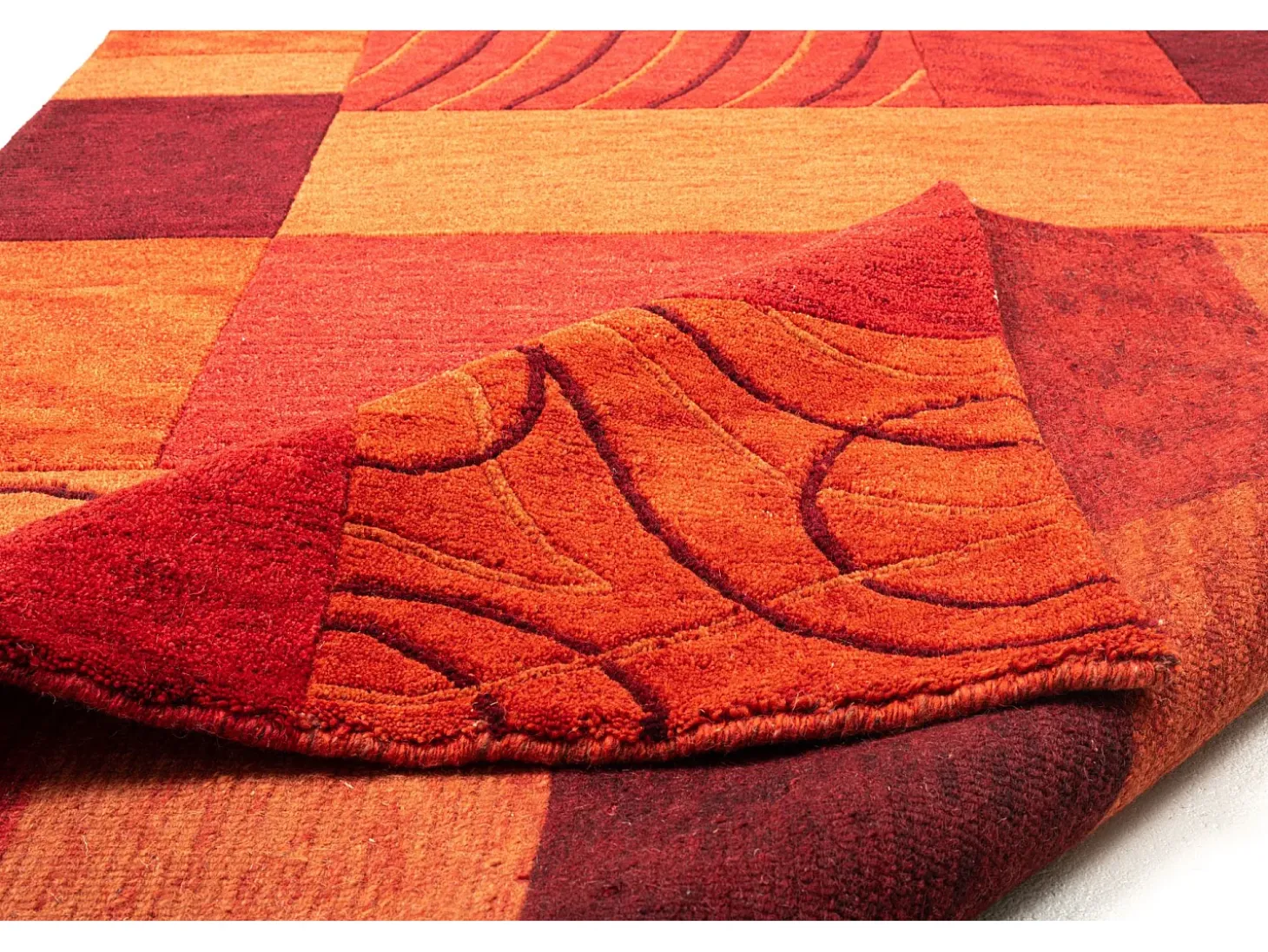 Alfombra de lana tejida a mano en estilo patchwork 190x290 cm Rojo Domas