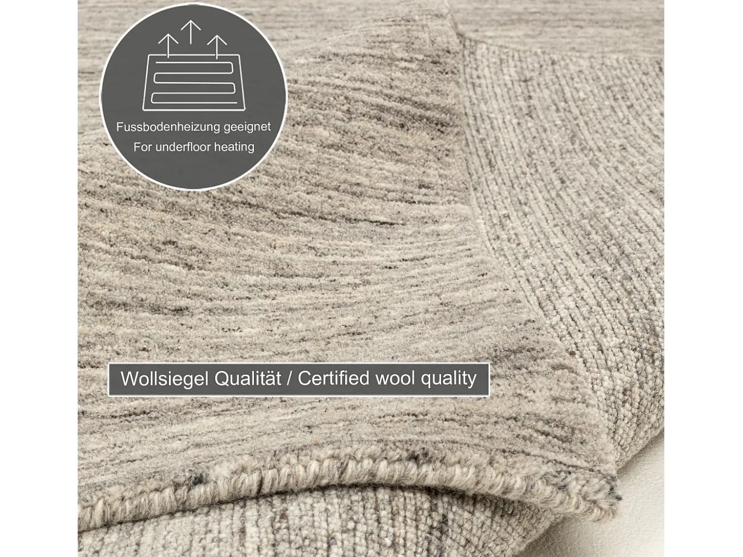 Alfombra de lana UNI tejida a mano 250x350 cm Gris Pure