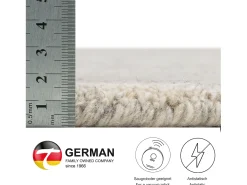 Alfombra de lana UNI tejida a mano 190x190 cm Gris natural Pure