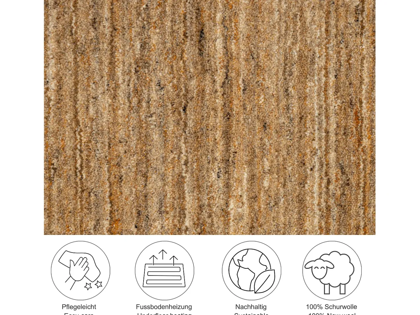 Alfombra de lana UNI tejida a mano 190x190 cm Ocre Pure