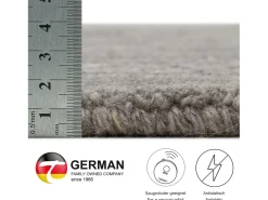 Alfombra de lana UNI tejida a mano 100x100 cm Gris Pure