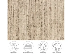 Alfombra de lana UNI tejida a mano 150x150 cm Beige natural Pure