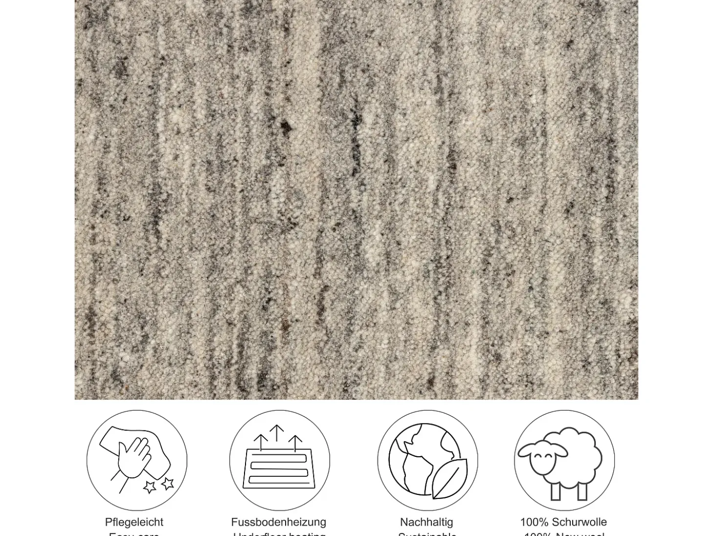 Alfombra de lana UNI tejida a mano 170x240 cm Gris Pure