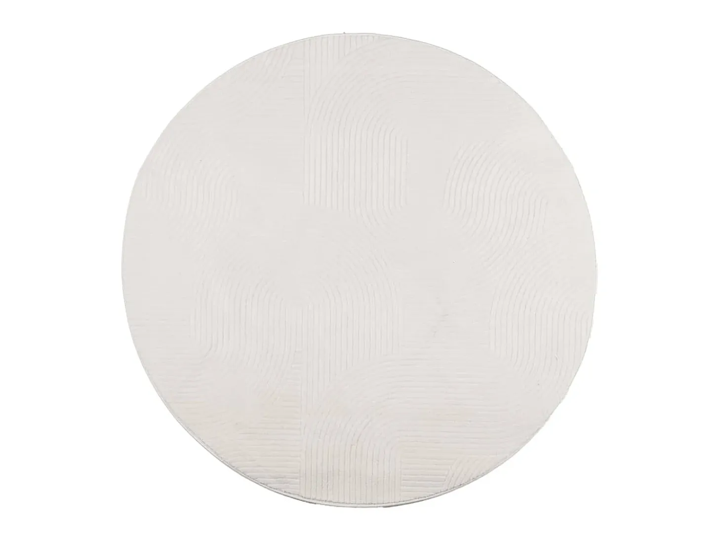Alfombra de pelo corto look escandinavo IZA crema Ø 80 cm ES98895