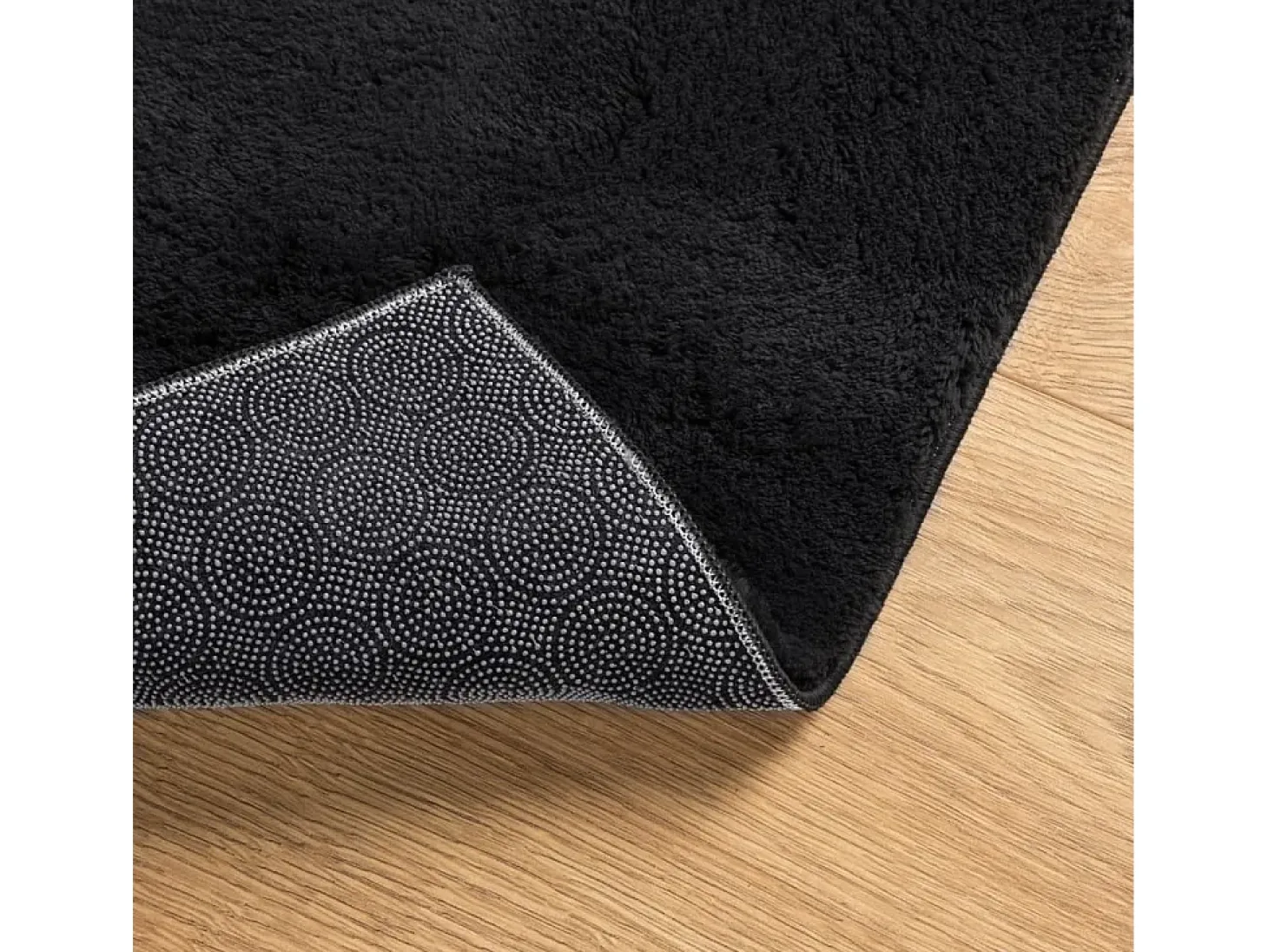 Alfombra de pelo corto suave lavable HUARTE negro 80x150 cm ES99722