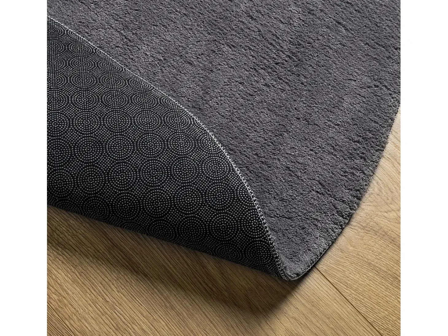 Alfombra de pelo corto suave lavable HUARTE antracita Ø 120 cm ES43388