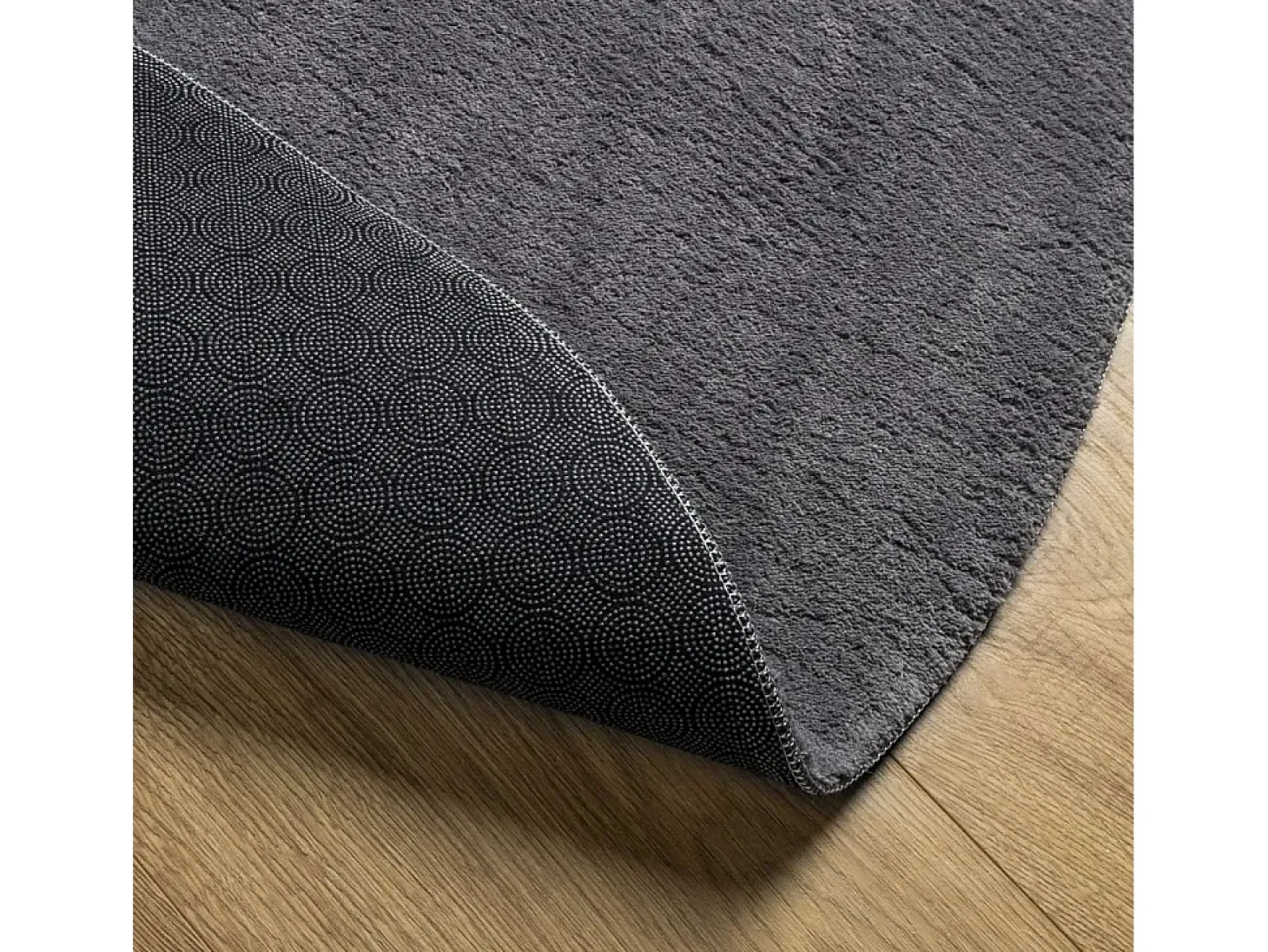 Alfombra de pelo corto suave lavable HUARTE antracita Ø 100 cm ES49715