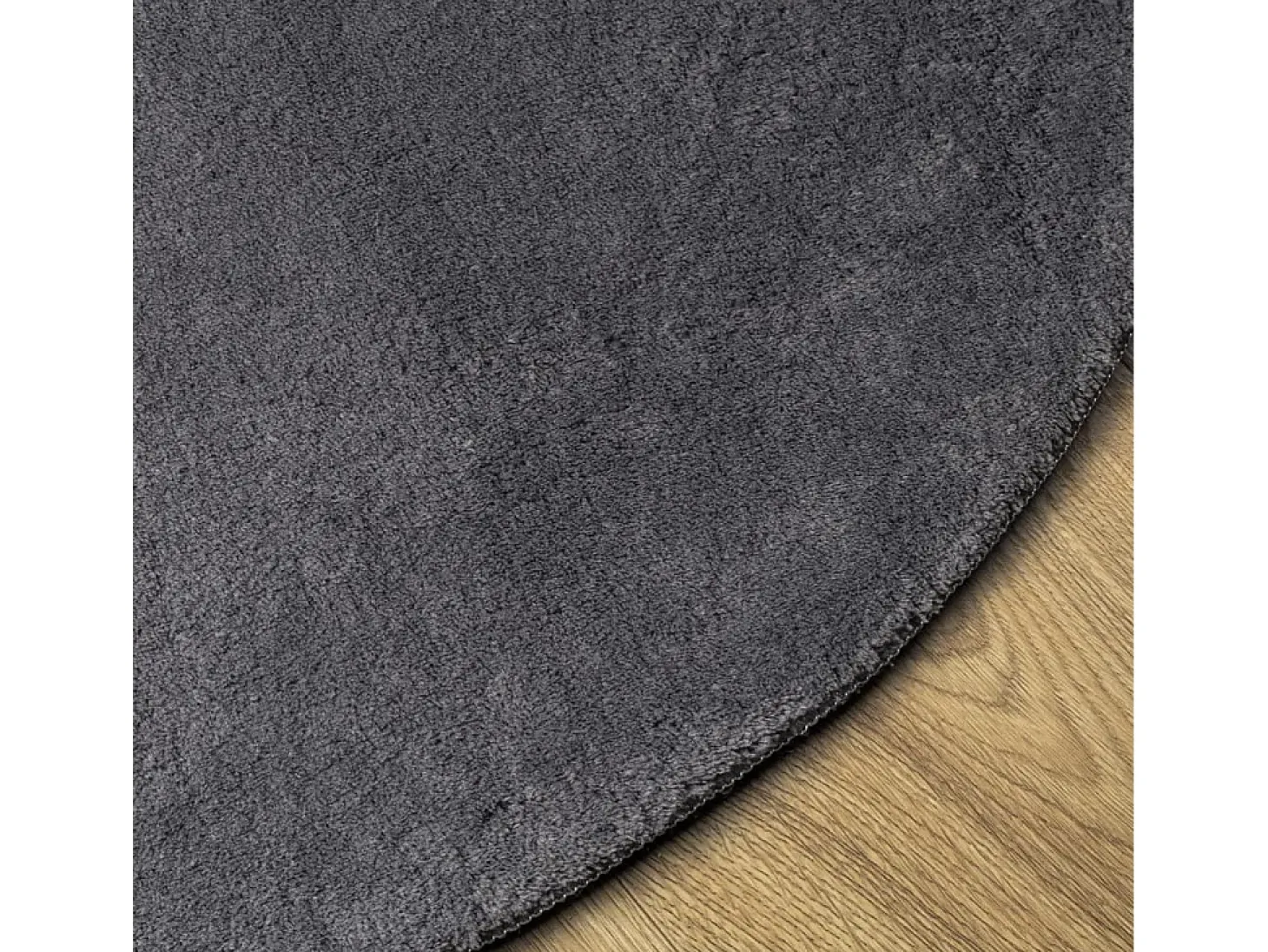 Alfombra de pelo corto suave y lavable gris antracita Ø 120 cm