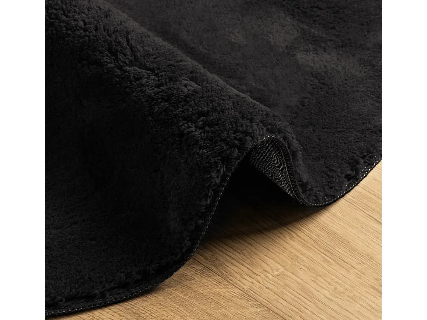 Alfombra de pelo corto suave lavable HUARTE negro Ø 160 cm