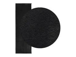 Alfombra de pelo corto suave lavable HUARTE negro 80x250 cm ES18764