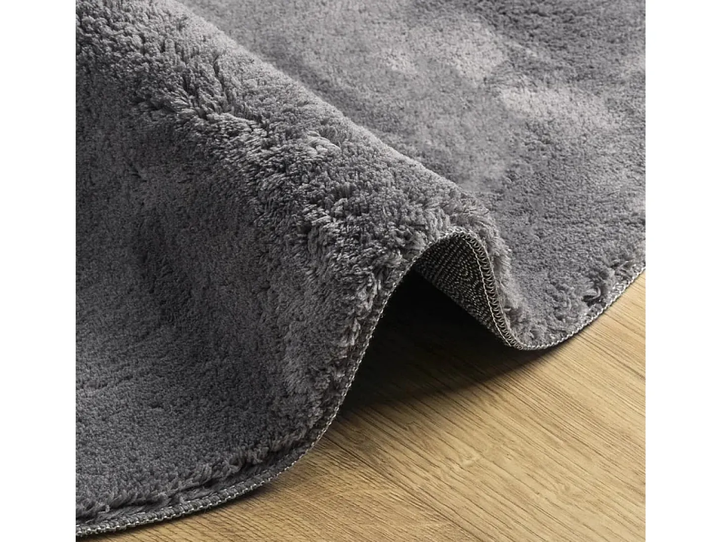 Alfombra de pelo corto suave y lavable gris antracita Ø 200 cm