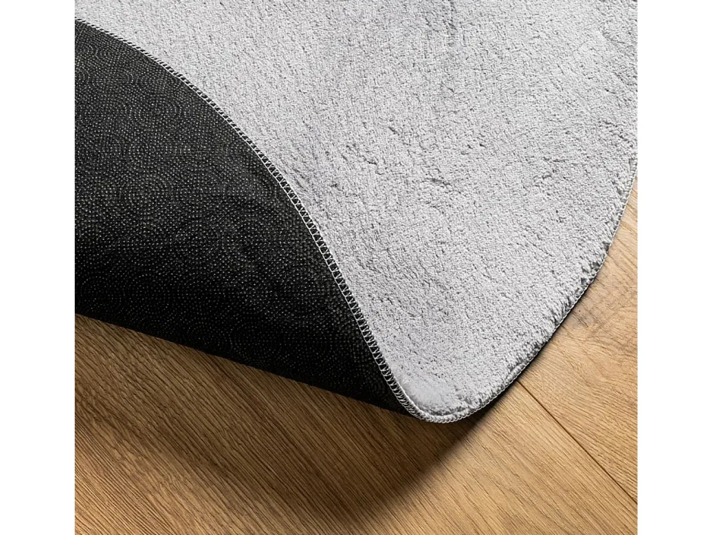 Alfombra de pelo corto suave lavable HUARTE gris Ø 100 cm