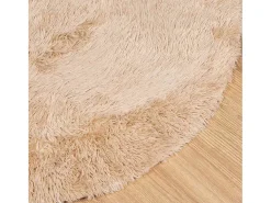 Alfombra de pelo largo beige NAVARRA 120x120 cm poliéster