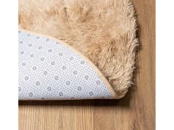 Alfombra de pelo largo beige NAVARRA 120x120 cm poliéster