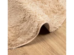 Alfombra de pelo largo beige NAVARRA 120x120 cm poliéster