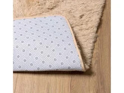 Alfombra de pelo largo beige NAVARRA 120x120 cm poliéster