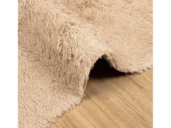 Alfombra de pelo largo beige NAVARRA 160x160 cm poliéster