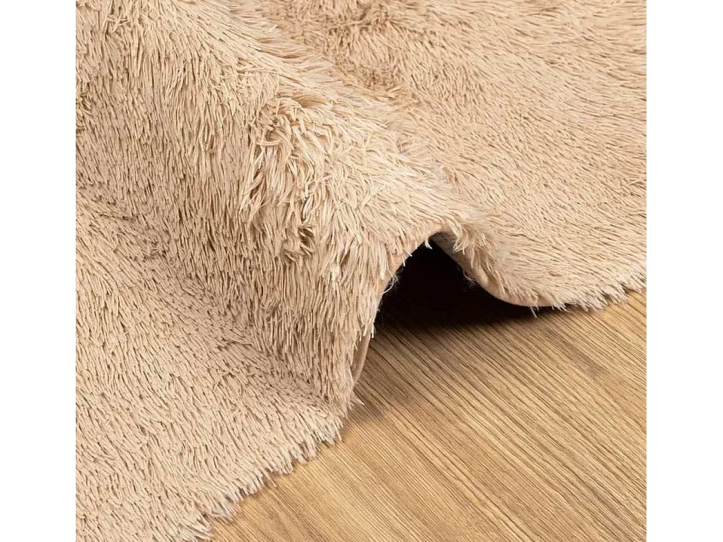 Alfombra de pelo largo beige NAVARRA 160x160 cm poliéster