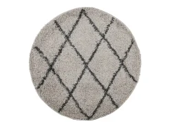 Alfombra de pelo largo moderna beige y antracita Ø 80 cm