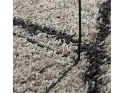 Alfombra de pelo largo moderna beige y antracita Ø 80 cm
