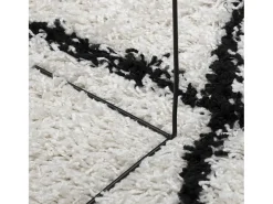 Alfombra de pelo largo moderna crema y negro Ø 280 cm