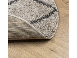 Alfombra de pelo largo moderna beige y antracita Ø 120 cm