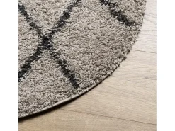 Alfombra de pelo largo moderna beige y antracita Ø 120 cm