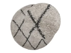 Alfombra de pelo largo moderna beige y antracita Ø 120 cm
