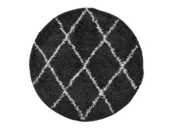 Alfombra de pelo largo moderna negro y crema Ø 280 cm
