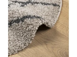 Alfombra de pelo largo moderna beige y antracita Ø 100 cm