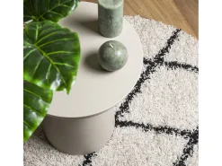Alfombra de pelo largo moderna crema y negro Ø 100 cm
