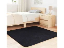 Alfombra de pelo largo negra NAVARRA 120x120 cm poliéster