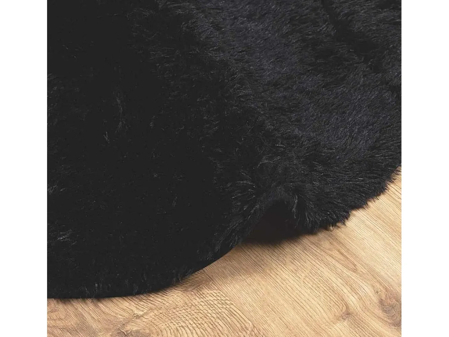 Alfombra de pelo largo negra NAVARRA 120x120 cm poliéster